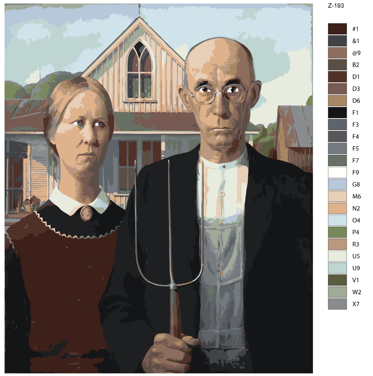 

Картина по номерам BRUSHES-PAINTS Z-193, Грант Вуд. Американская Готика