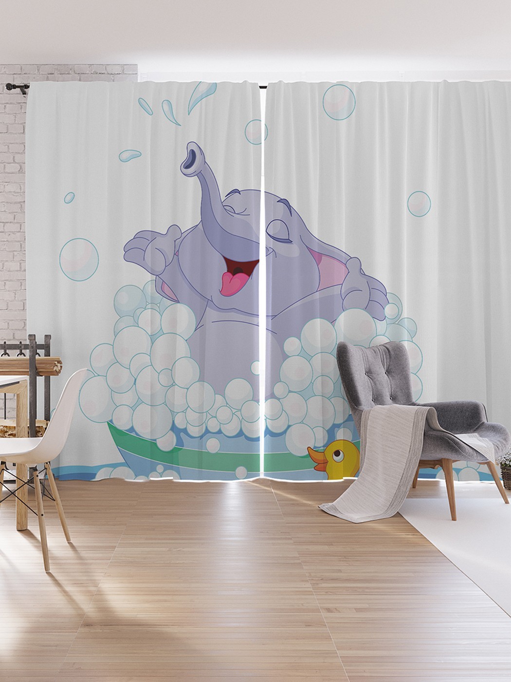 

Шторы под лён JoyArty "Ванна для слоника", серия Oxford DeLux, 340х265 см, Ванна для слоника