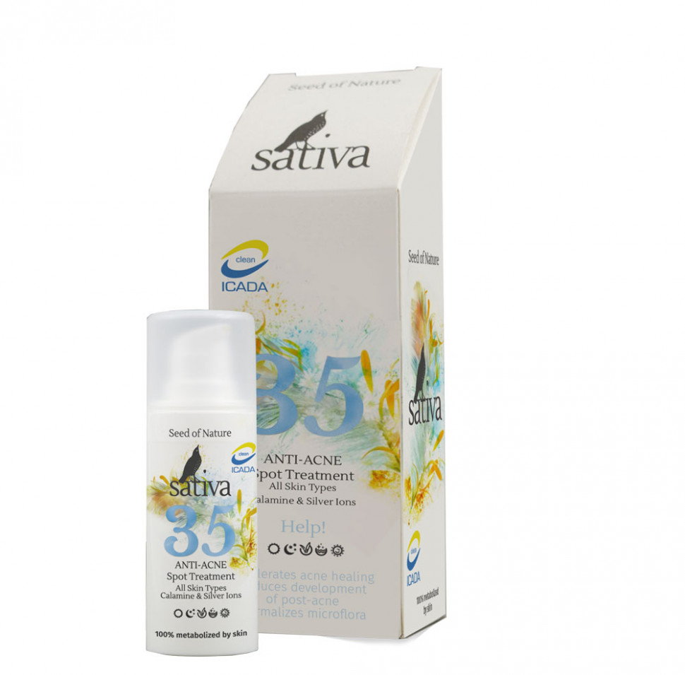 Средство точечного нанесения Sativa №35 АNTI-ACNE , 20мл масло облепиховое для волос лица и тела 20мл
