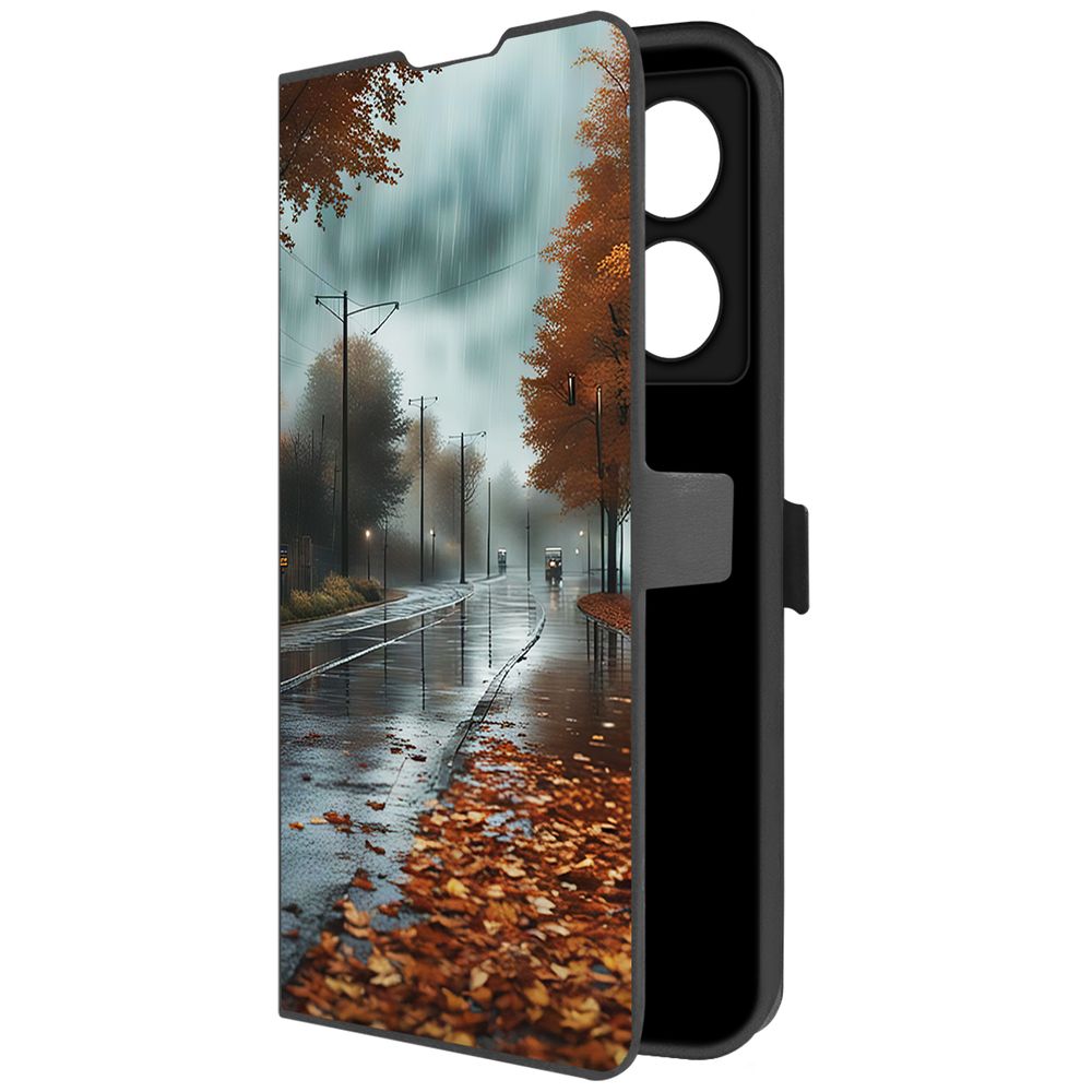 

Чехол-книжка Krutoff Eco Book для INFINIX Note 40 Pro 5G Осенний дождь (черный)