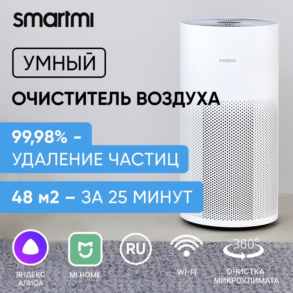 Воздухоочиститель Smartmi Air Purifier (KQJHQ01ZM) White воздухоочиститель smartmi jya fjord air purifier jykqjhq01 серый