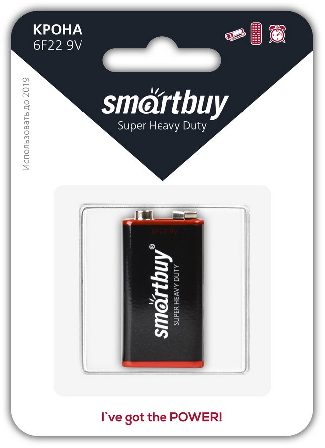 Элемент питания Smartbuy 6F22 (крона) SBBZ-9V01B (замена 526598), комплект 10 шт. рамка вкладыш крона день за днём