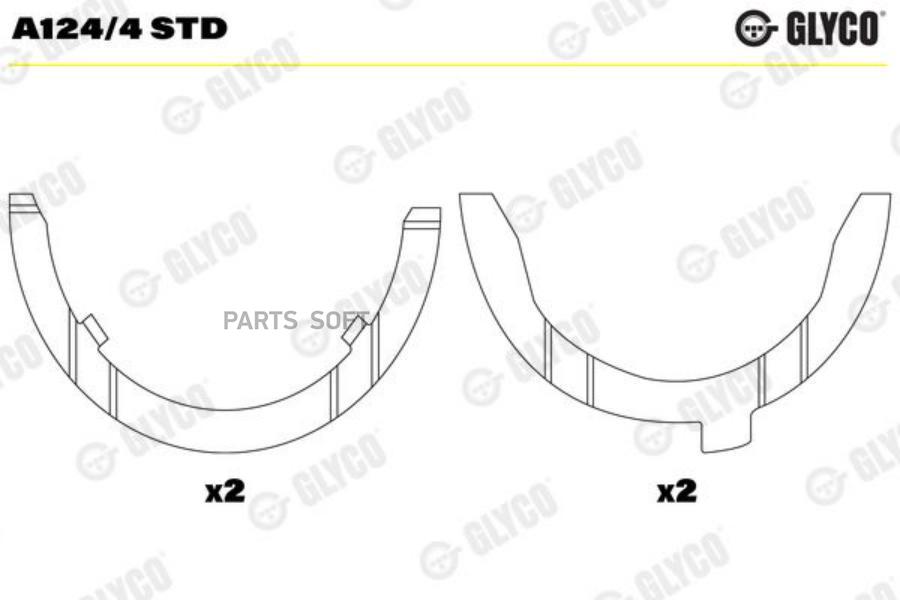 GLYCO A1244STD Полукольца коленвала ДВС упорные (к-т)