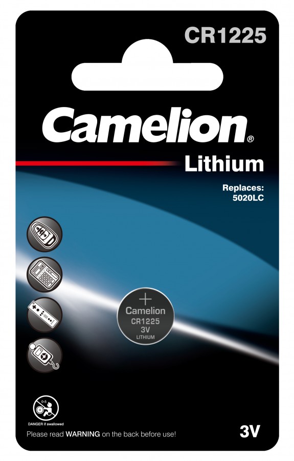

Элемент питания Camelion CR1225 BL1, комплект 5 шт., 214402