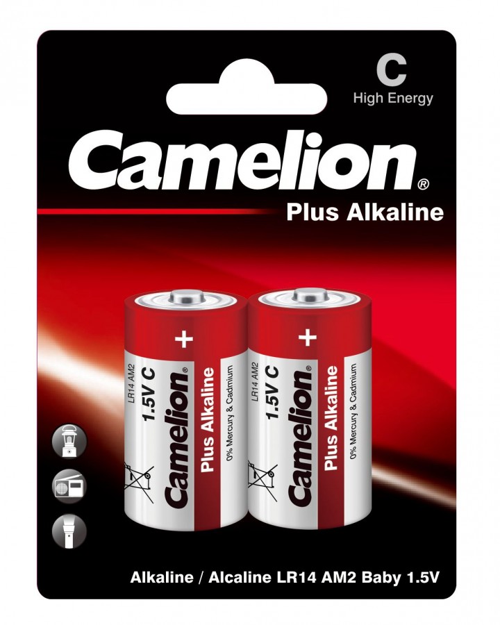 Батарейки Camelion Plus Alkaline LR14/343 BL2, комплект 4 батарейки (2 упак. х 2шт.) батарейка алкалиновая camelion plus alkaline lr14 bp2 2 шт