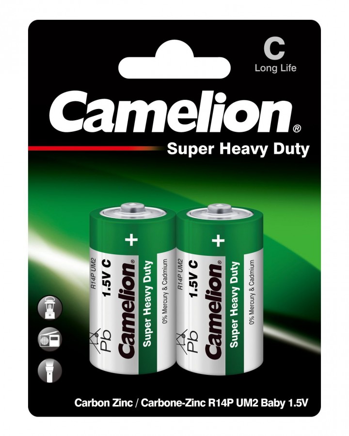 Батарейки Camelion HEAVY DUTY Green R14/343 BL2, комплект 10 батареек (5 упак. х 2шт.)