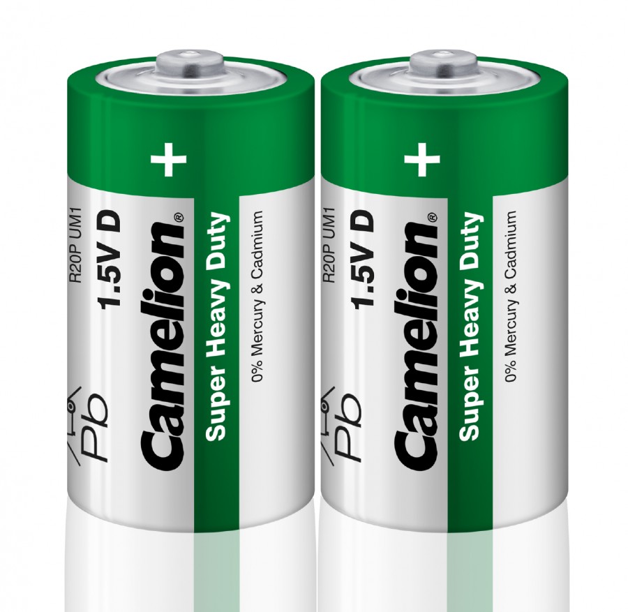 Батарейки Camelion HEAVY DUTY Green R20/373 2S, комплект 10 батареек (5 упак. х 2шт.)