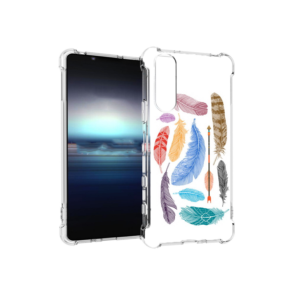 

Чехол MyPads Tocco для Sony Xperia 5 разноцветные перья (PT154834.228.572), Прозрачный, Tocco