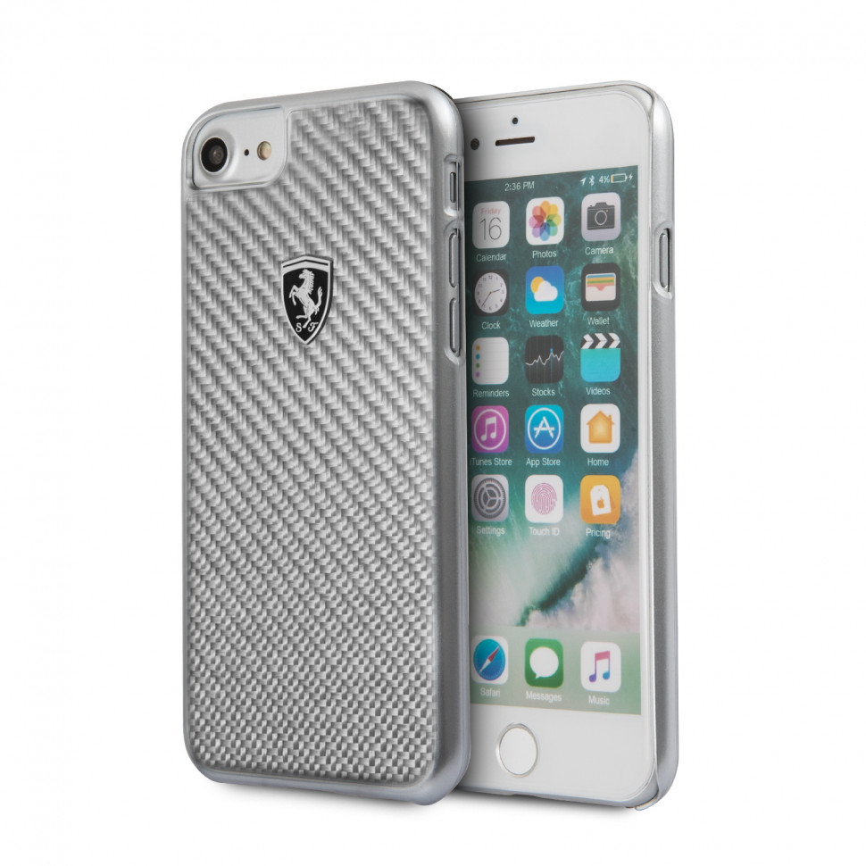 фото Чехол cg mobile ferrari heritage real carbon hard для iphone 7/8/se 2020 серебристый