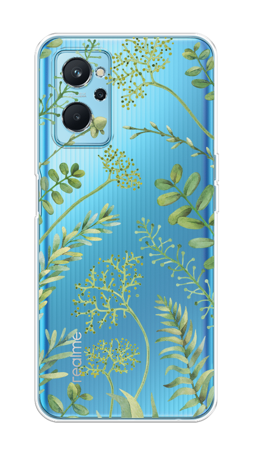 

Чехол на Realme 9i, Oppo A96 4G "Green Leaves", Зеленый;прозрачный, 258050-1