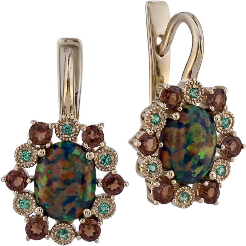 

Серьги из красного золота ALORIS Серьги 1711ГОтКц, гранат/опал/фианит, Серьги 1711ГОтКц