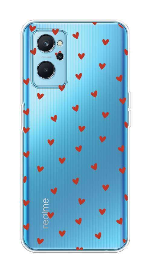 

Чехол на Realme 9i/Oppo A96 4G "Red hearts", Красный;прозрачный, 258050-1