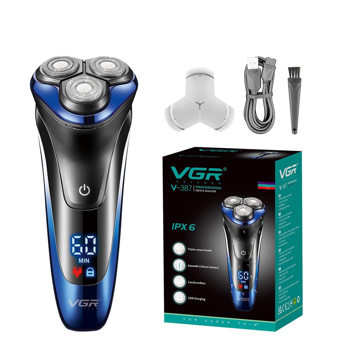 Электробритва VGR Professional V-387 синий электробритва vgr professional v 328 серебристый синий