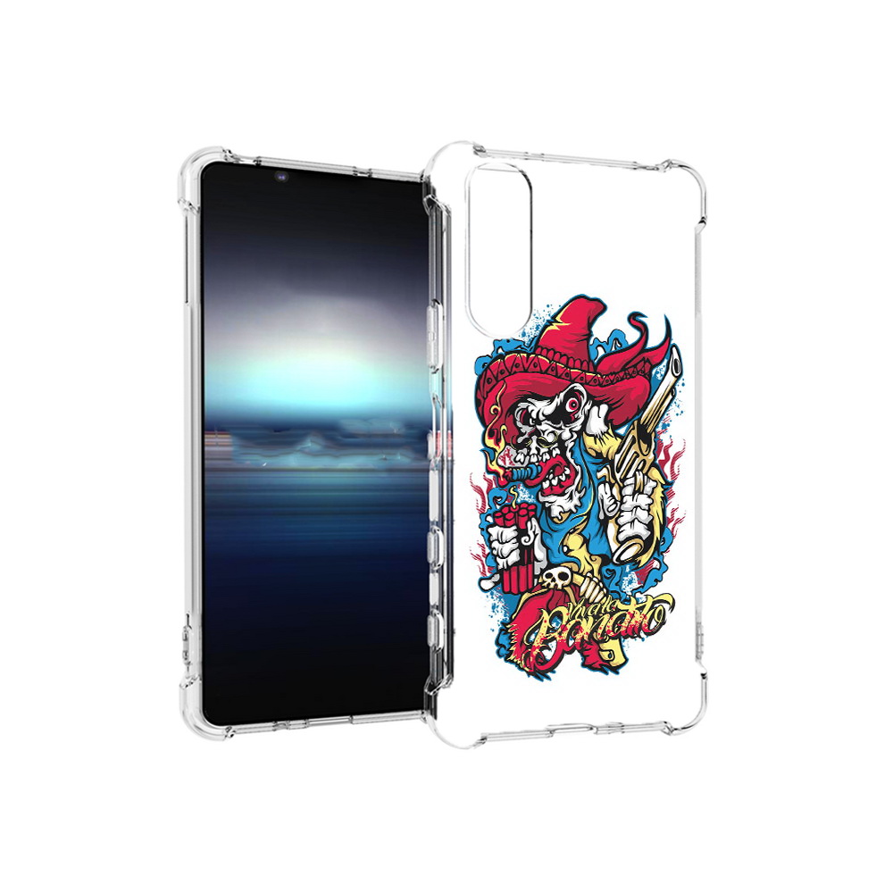 

Чехол MyPads Tocco для Sony Xperia 5 нарисованный скелет с писталетом (PT154834.228.513), Прозрачный, Tocco