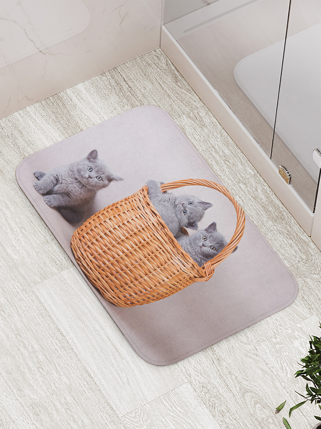 

Коврик противоскользящий JoyArty "Семья в корзине" для ванной, сауны, бассейна, 77х52 см, Семья в корзине
