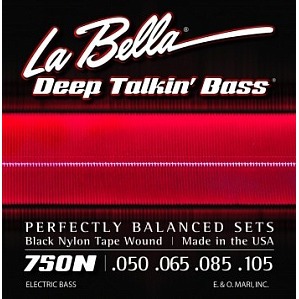 фото Струны для бас-гитары la bella 750n black nylon tape wound