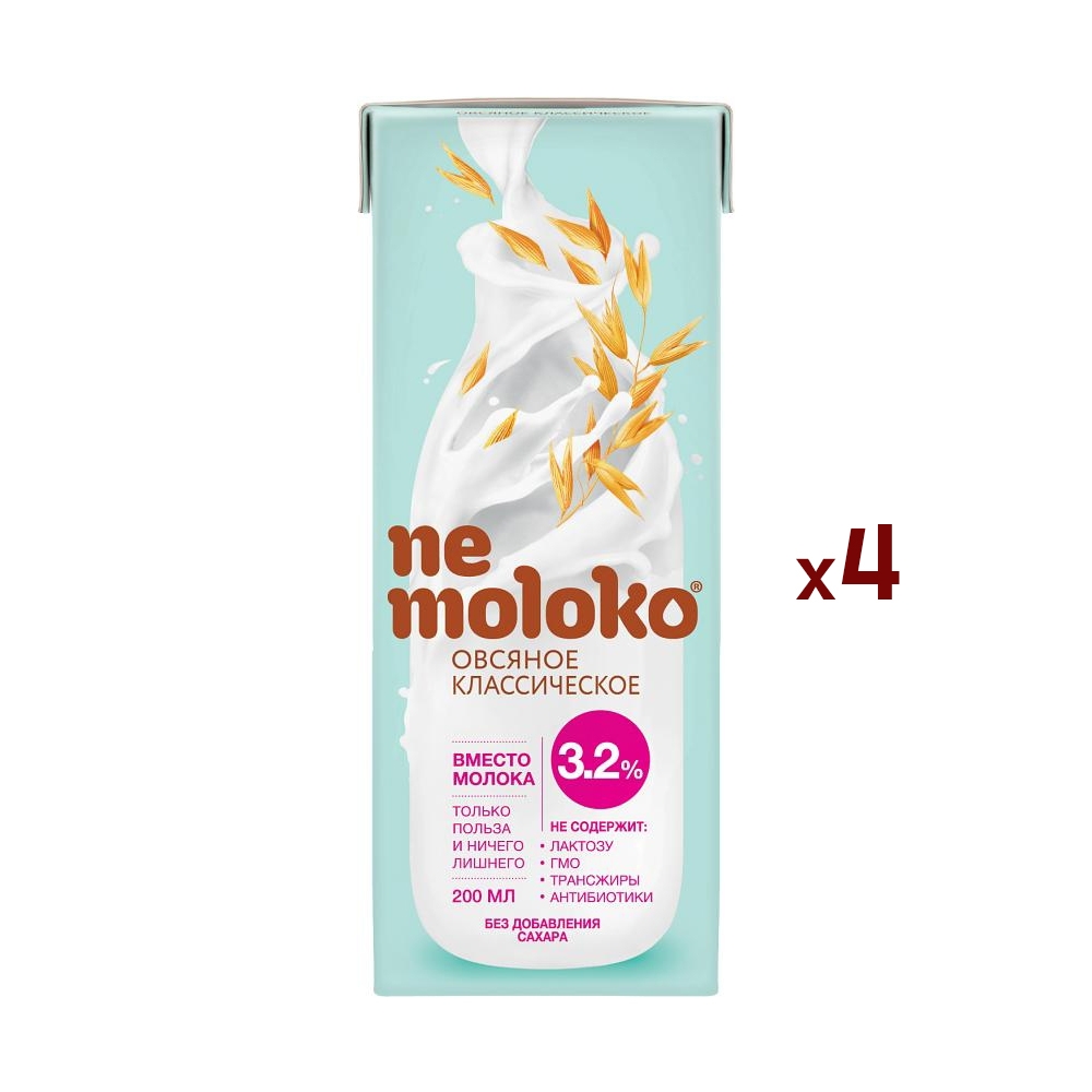 Напиток овсяный Nemoloko Классический, 0,2 л х 4 шт