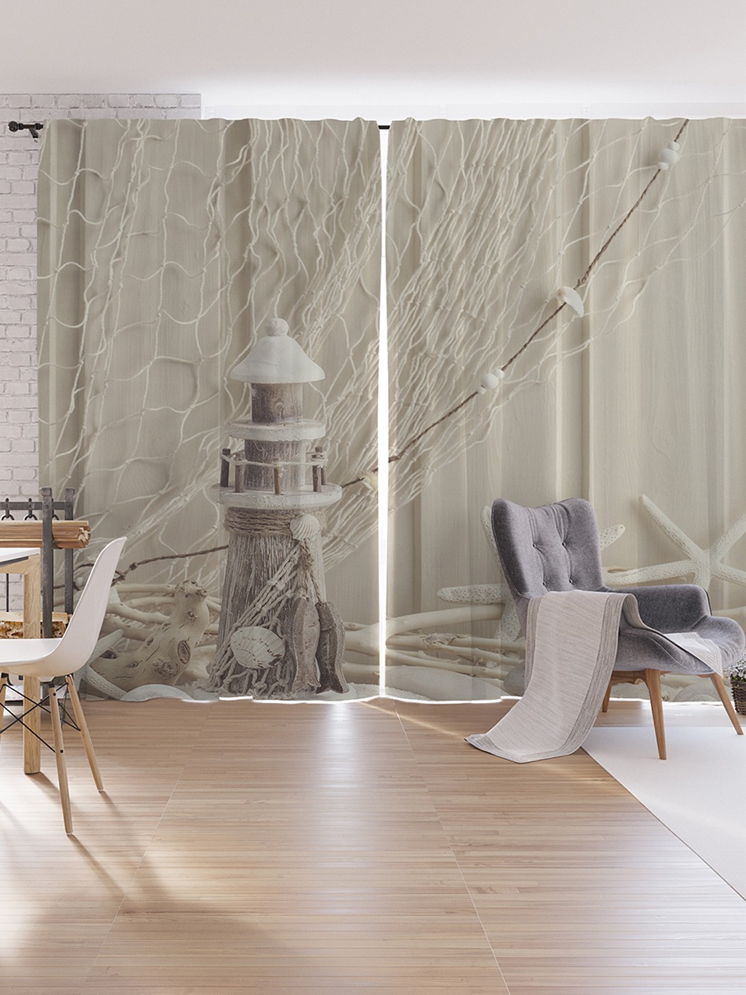 

Шторы под лён JoyArty "Маяк с декорациями", серия Oxford DeLux, 340х265 см, Маяк с декорациями