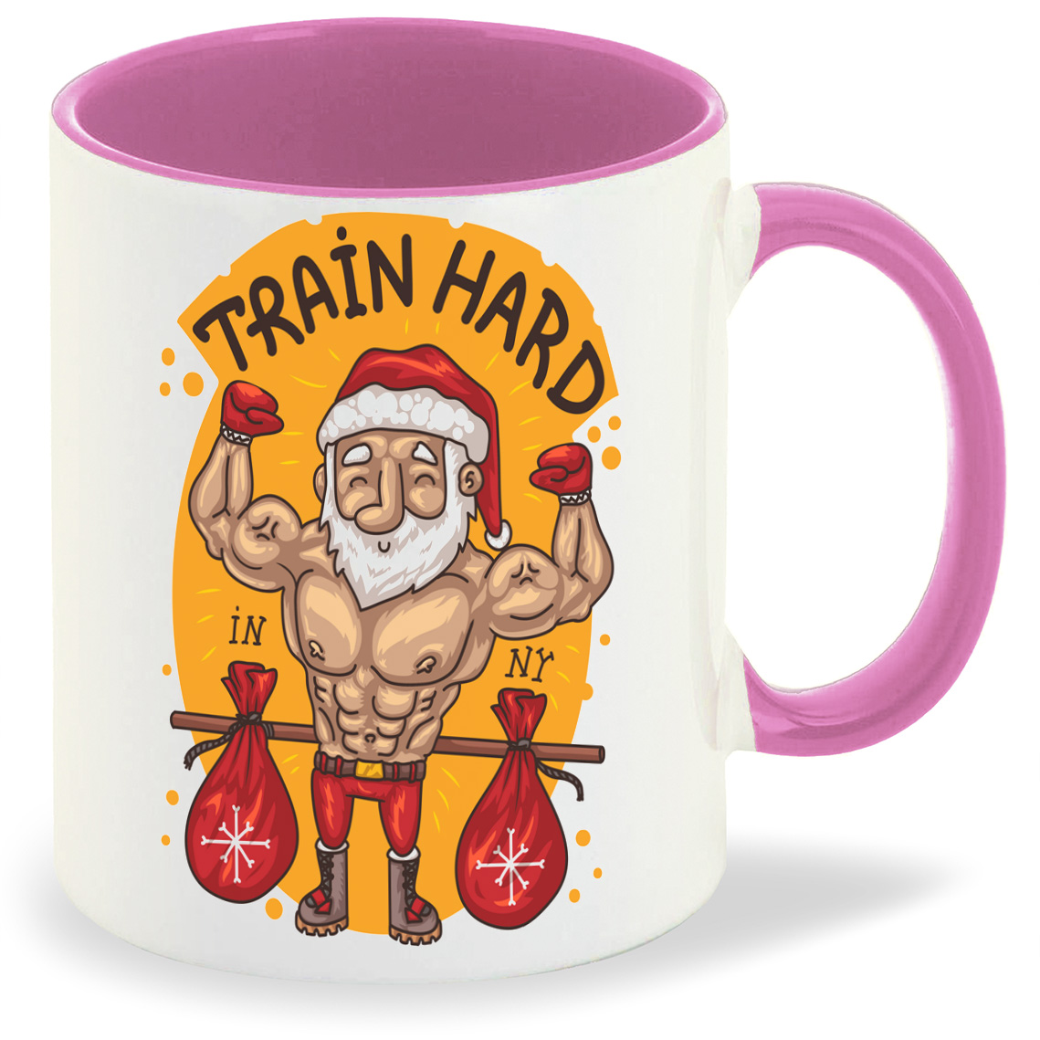 

Кружка CoolPodarok Прикол Новый год Train hard Дед Мороз, Прикол Новый год Train hard Дед Мороз