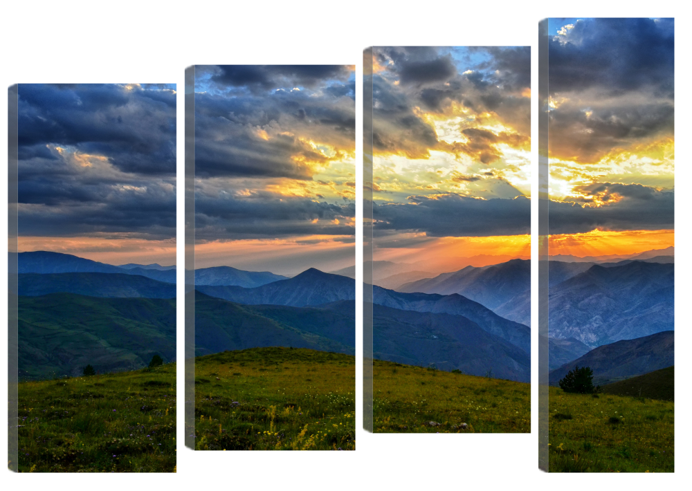 

Большая модульная картина Вечер в горах. В спальню, гостиную, зал. PR-635 (142x90см)