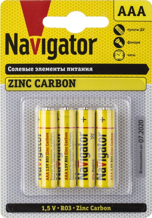 Батарейки Navigator Новый Стандарт R03/286 Bl4 94767, комплект 40шт. (10 упак. х 4шт.)