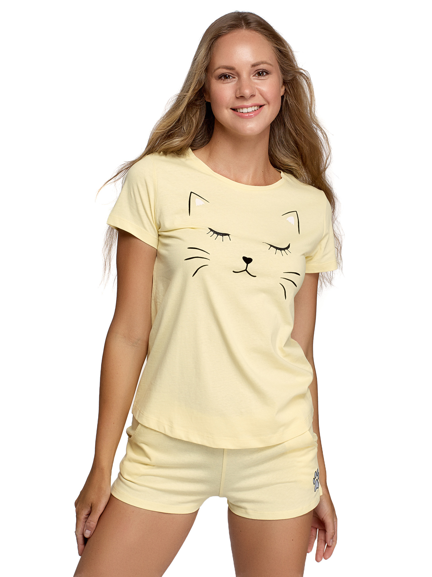 

Пижама женская oodji 56002217-1 желтая M, 56002217-1