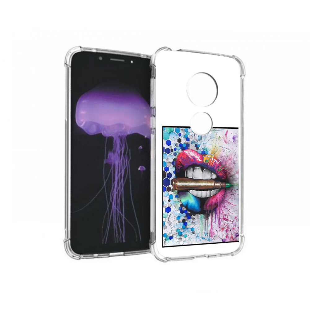 

Чехол MyPads Tocco для Motorola Moto G7 разноцветные губы с пулей (PT123662.354.571), Прозрачный, Tocco