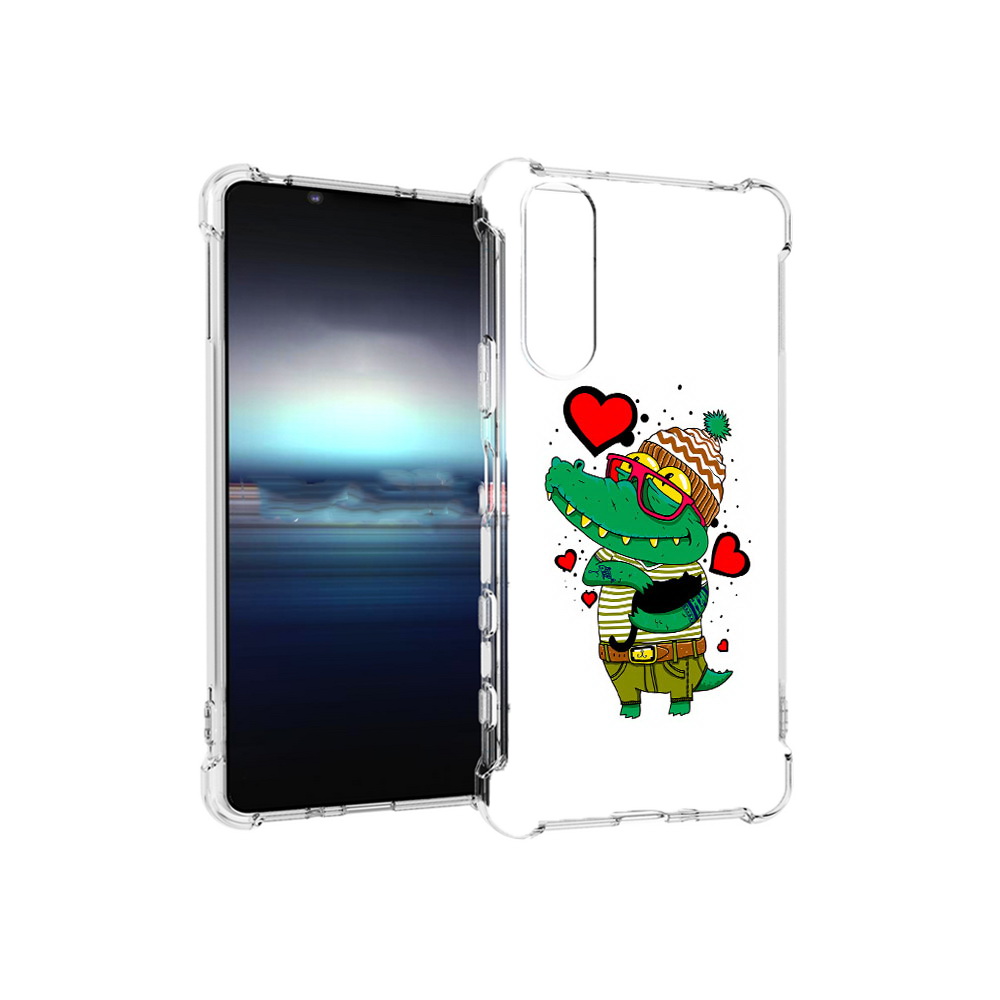 

Чехол MyPads Tocco для Sony Xperia 5 Влюбленный крокодил (PT154834.228.48), Прозрачный, Tocco