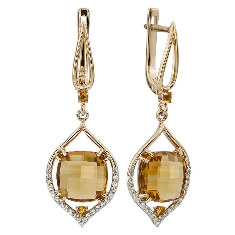 

Серьги из красного золота с фианитом, цитрином ALORIS Серьги 1706ЦКц, Серьги 1706ЦКц