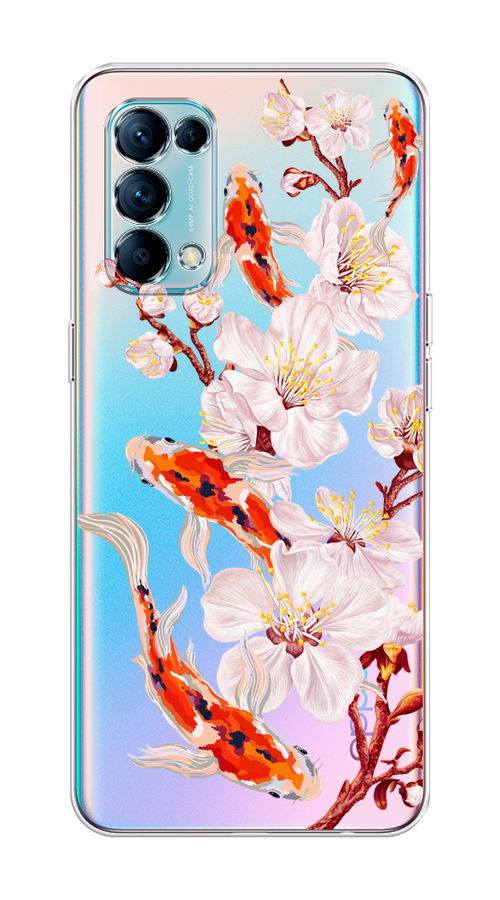 

Чехол на Oppo Reno 5 "Карпы и сакура", Оранжевый;розовый;бежевый;прозрачный, 255250-1