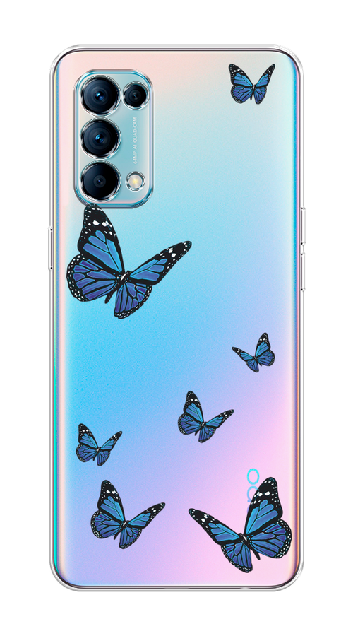 

Чехол на Oppo Reno 5 "Blue butterflies", Синий;черный, 255250-1