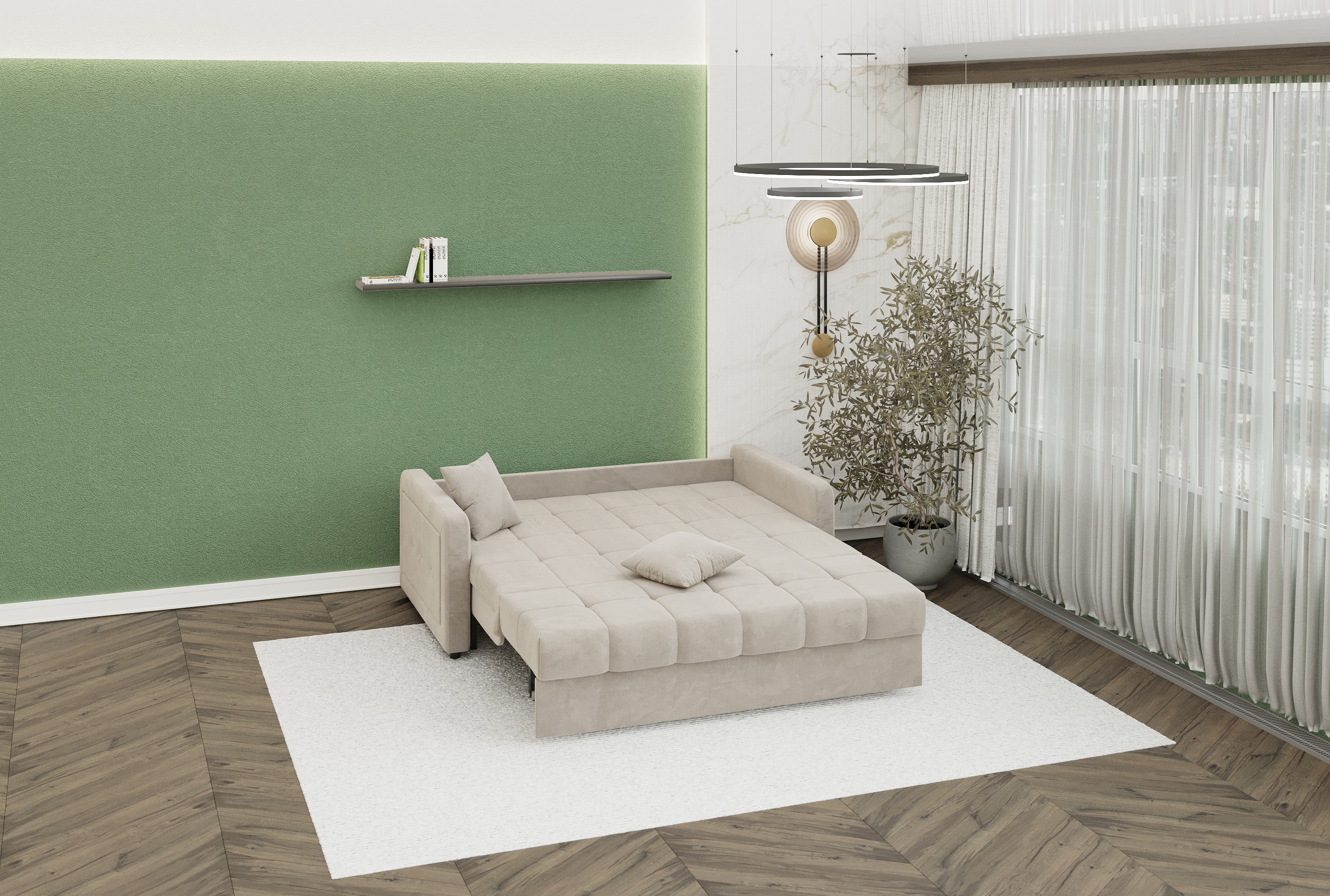 Диван-кровать Вектор Порту раскладной прямой аккордеон 160х204 бежевый 43077₽