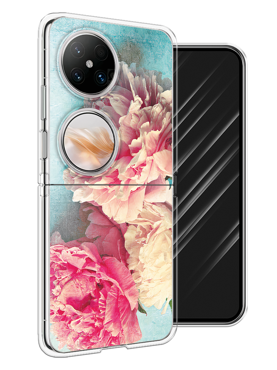 

Чехол Awog на Huawei Pocket 2 "Пионы new", Бирюзовый, 6123850-1