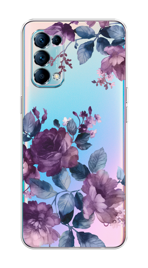 

Чехол на Oppo Reno 5 "Purple Blossoms", Синий;фиолетовый, 255250-1