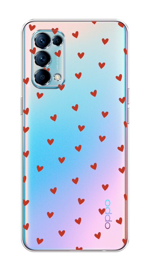 

Чехол на Oppo Reno 5 "Red hearts", Красный;прозрачный, 255250-1