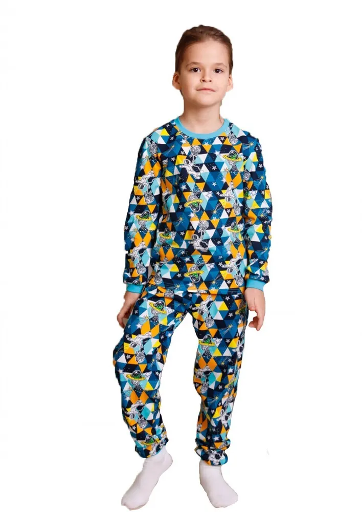 Пижама детская BOMBACHO Космос ,голубой; желтый; синий ,104