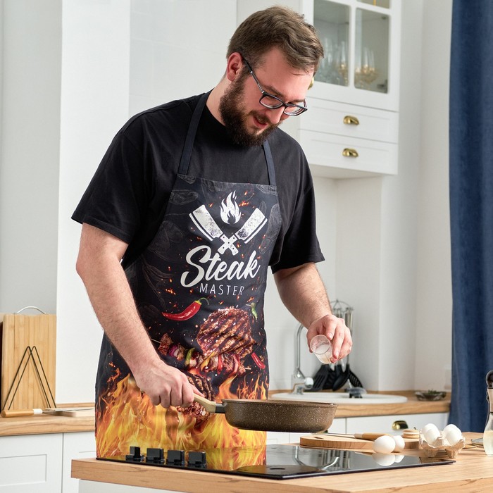 

Фартук "Этель" Steak Master 73х71 см, 100% хл, саржа 190 гр/м2, Черный;красный, Мужские фартуки