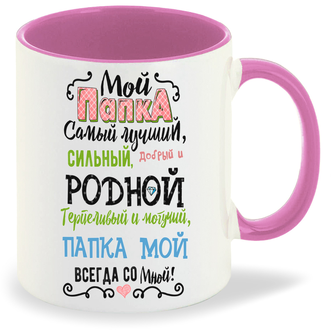 

Кружка CoolPodarok Семья Мой папка самый лучший сильный добрый и родной, Семья Мой папка самый лучший сильный добрый и родной