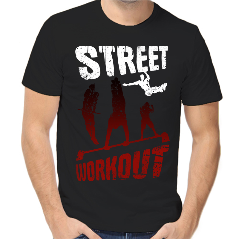 

Футболка мужская черная 46 р-р street workout 2, Черный, fm_street_workout_2_