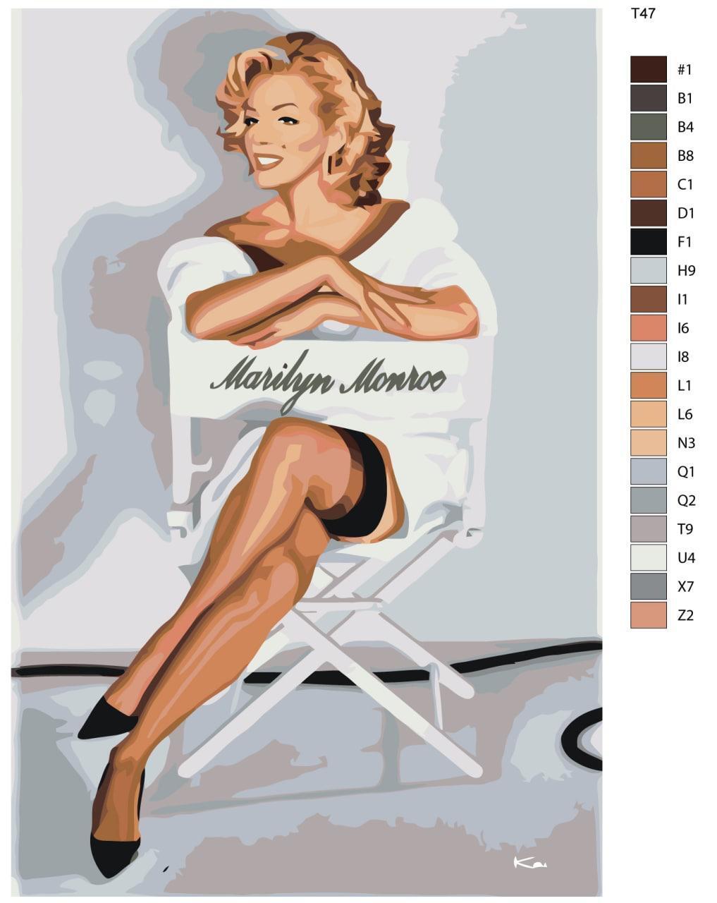 

Картина по номерам BRUSHES-PAINTS Т 47, Мэрилин Монро на стуле