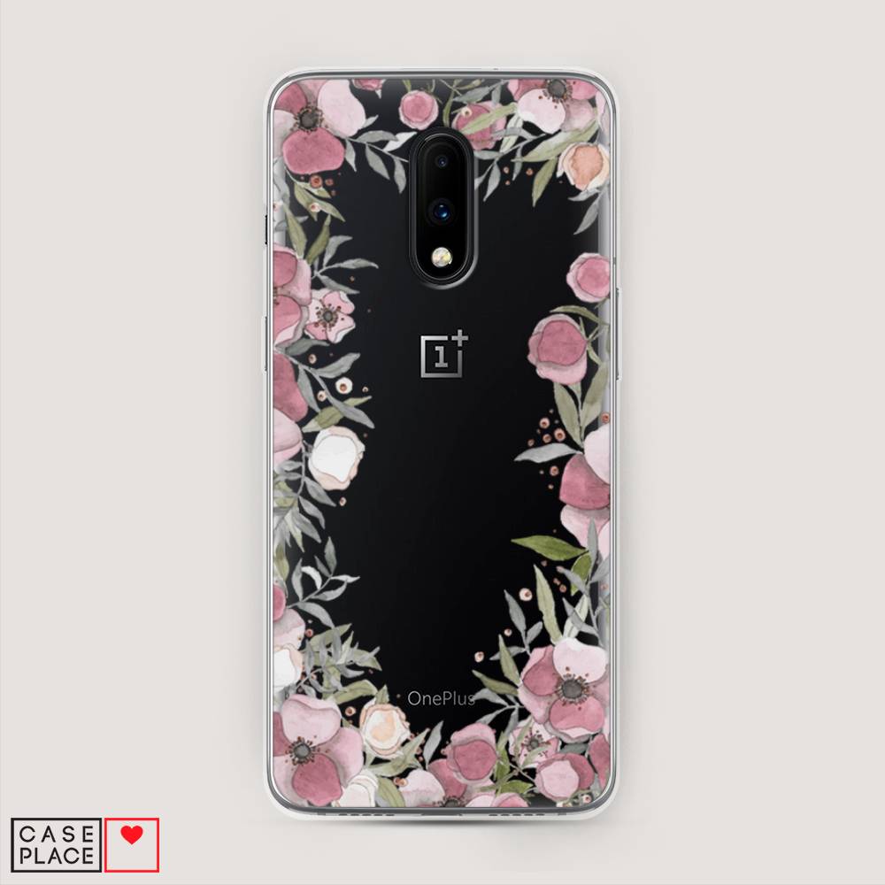 фото Чехол awog "розовая цветочная рамка" для oneplus 7