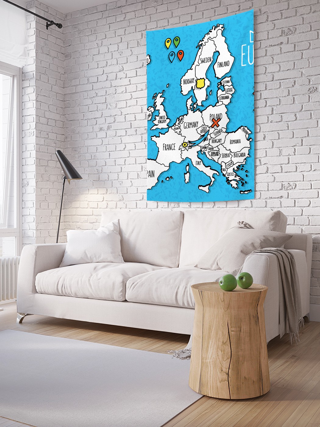 

Вертикальное фотопанно на стену JoyArty Нарисованная карта Европы 150x200 см, Нарисованная карта Европы