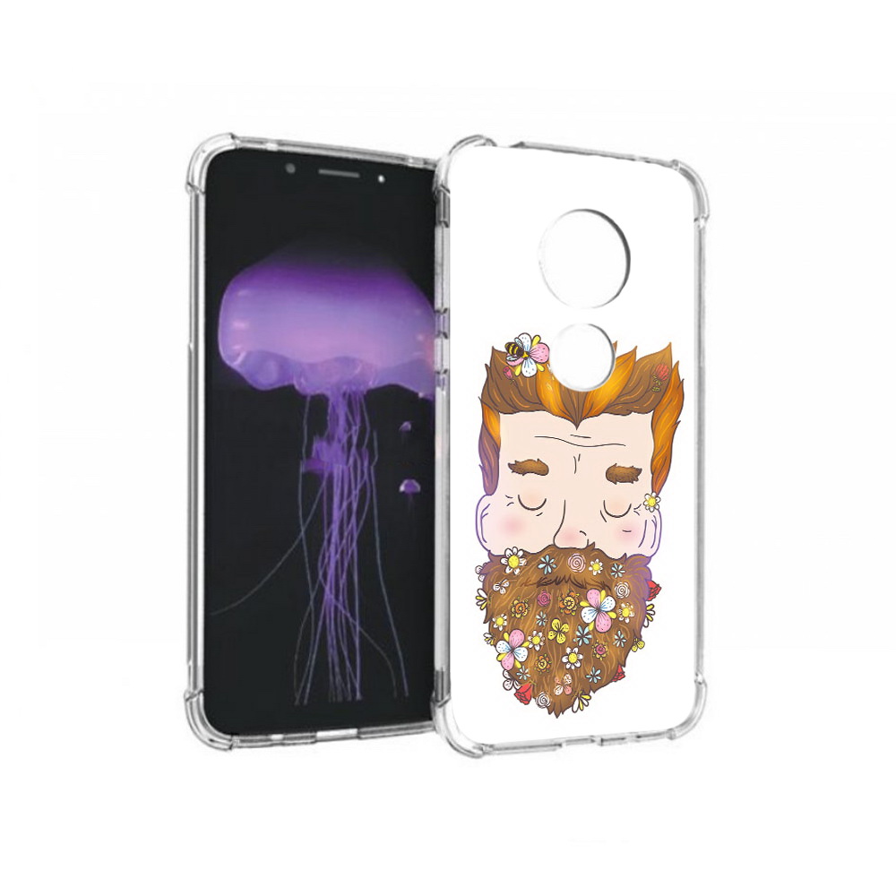 

Чехол MyPads Tocco для Motorola Moto G7 мужчина с цветами в бороде (PT123662.354.489), Прозрачный, Tocco
