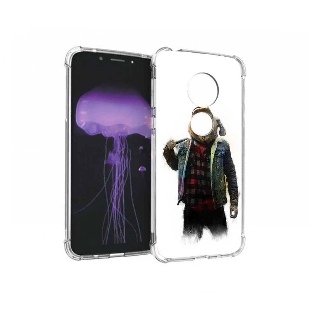 

Чехол MyPads Tocco для Motorola Moto G7 медведь с топором (PT123662.354.469), Прозрачный, Tocco
