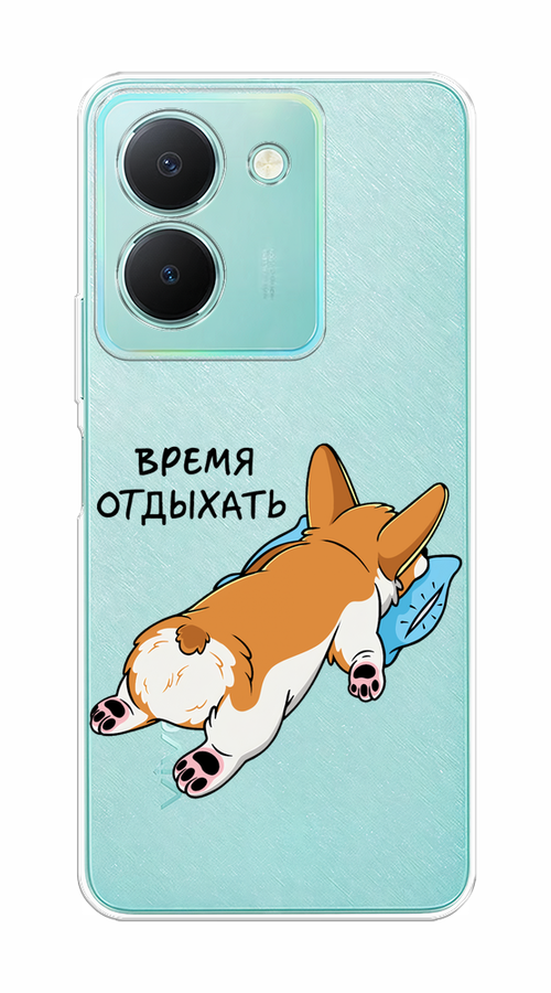 

Чехол на Vivo Y36 "Корги отдыхает", Черный;коричневый;голубой, 268950-1