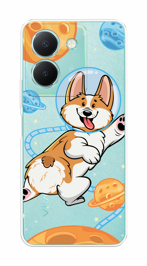 

Чехол на Vivo Y36 "Корги-космонавт", Голубой;бежевый;белый, 268950-1
