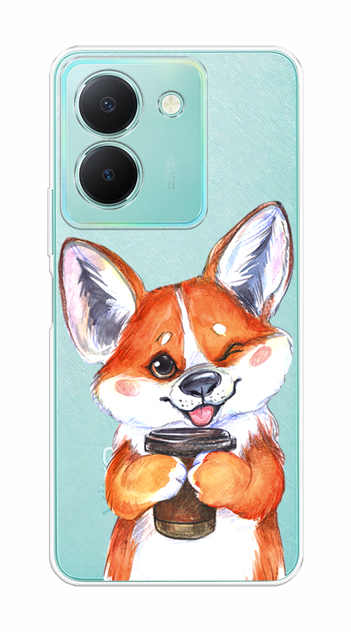 

Чехол на Vivo Y36 "Корги с кофе", Оранжевый;белый, 268950-4