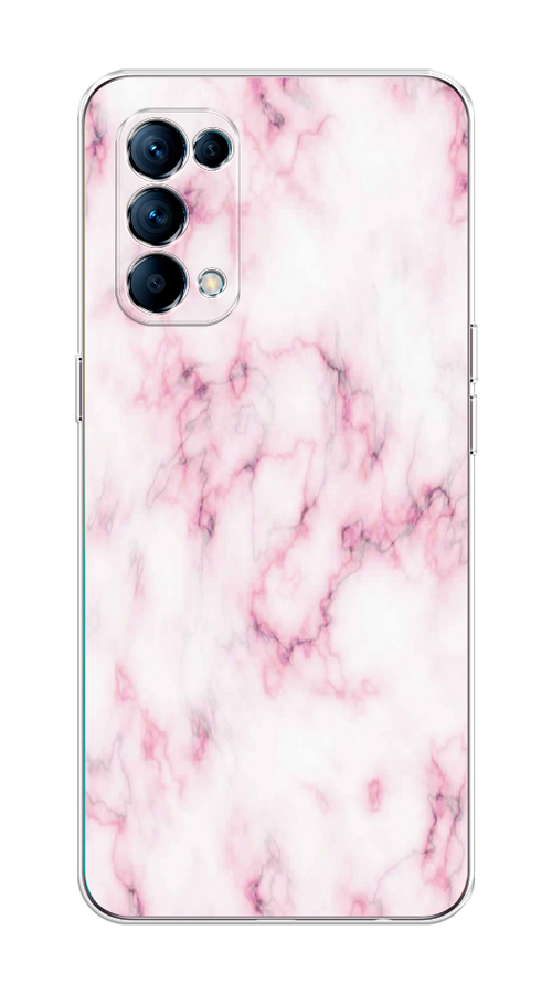 

Чехол на Oppo Reno 5 "Мрамор с розовым", Белый;розовый, 255250-1