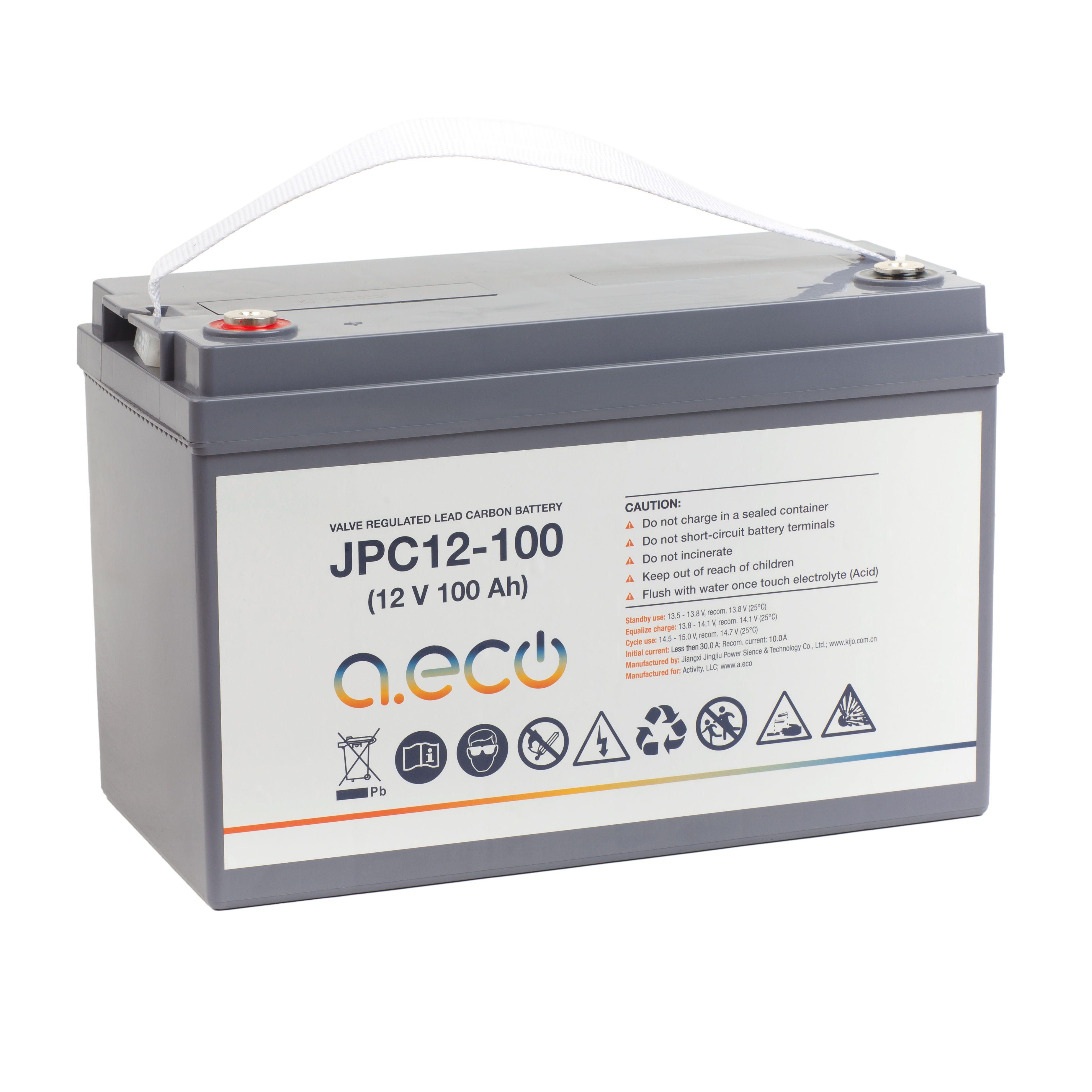 

Свинцово-карбоновый аккумулятор a.eco JPC12-100 (12V / 100Ah), JPC12