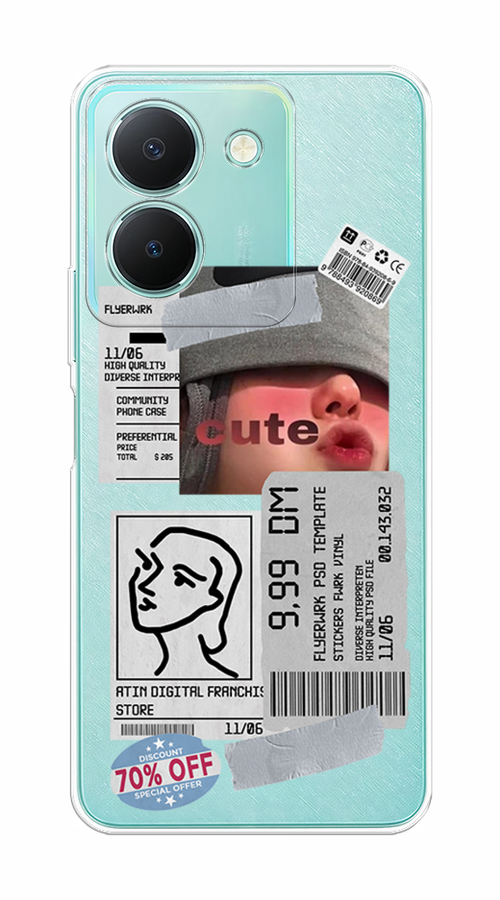 

Чехол на Vivo Y36 "Cute girl collage", Розовый;серый;голубой, 268950-6